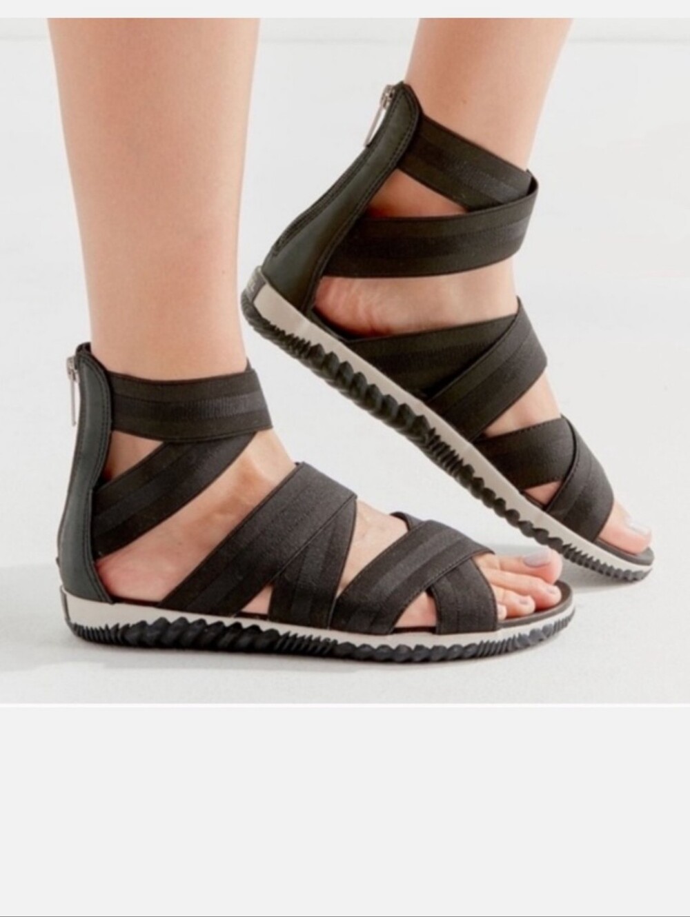 Sorel Out 'N About Plus Strap Black Gladiator Sandals Women’s Size 8.5 NL3248-01